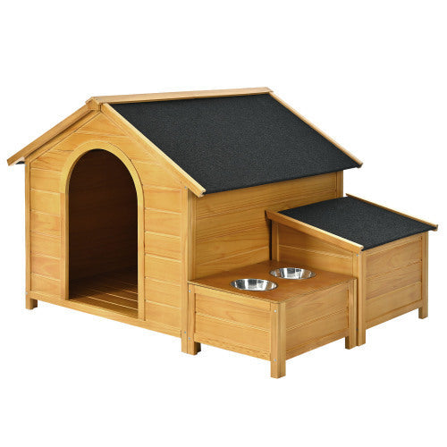 Large Outdoor Wooden Dog House | Weatherproof, Heavy Duty Pet Shelter with Porch for Large Breeds