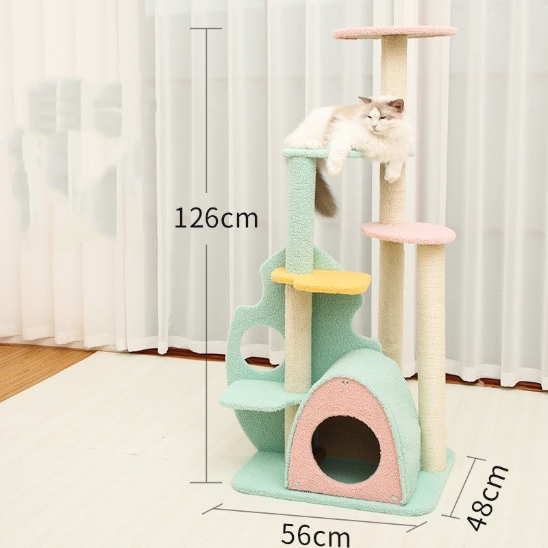 Colorful Large Cat Tree with Condo & Hammock | Multi-Level Scratching Post for Big Cats