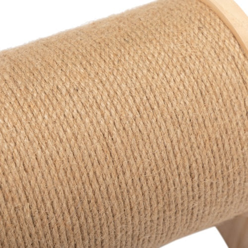 Wooden Cat Scratching Post | 360° Rotating Cat Toy with Bell, Natural Wood Finish, For Indoor Cats & Kittens