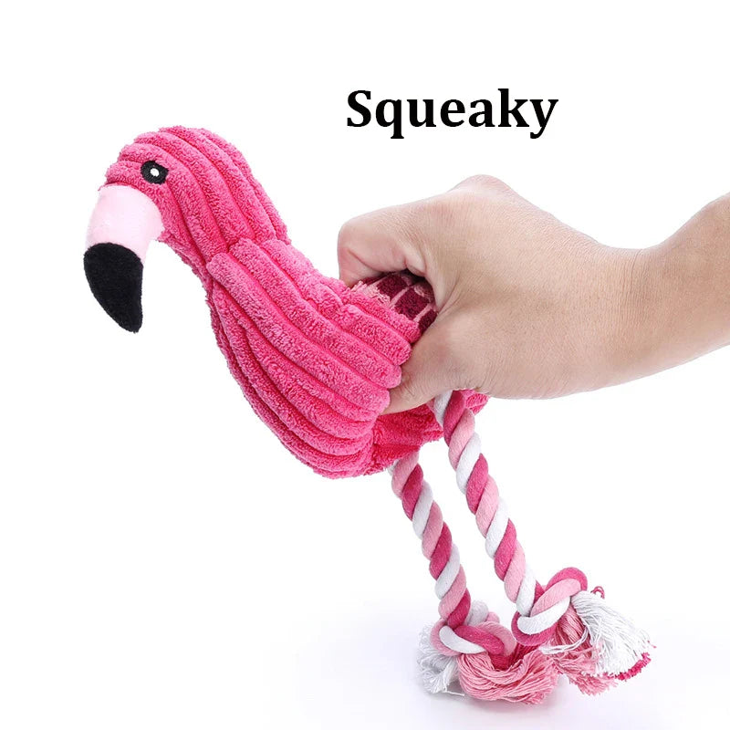 Flamingo Squeaky Plush Dog Toy | Durable Corduroy Chew Toy for Puppies & Small Dogs